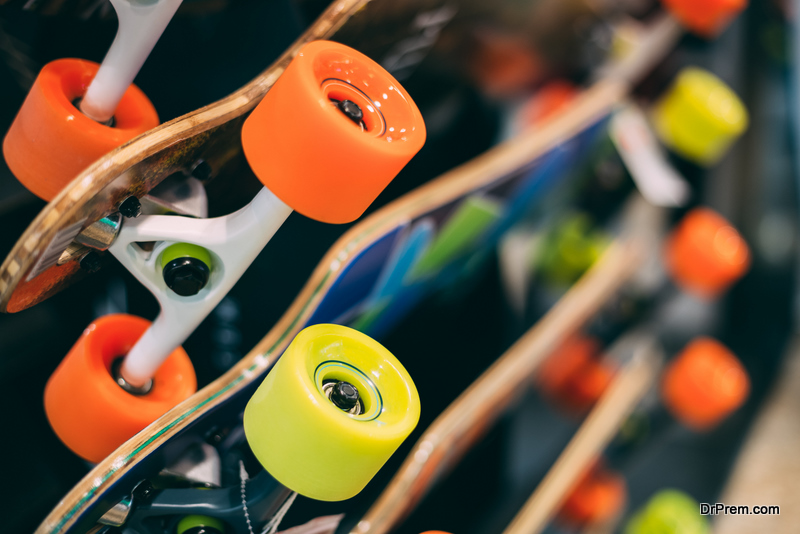 Close Detail View Of Colorful Skateboards 